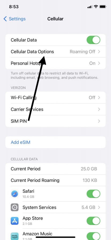 Opciones de datos celulares