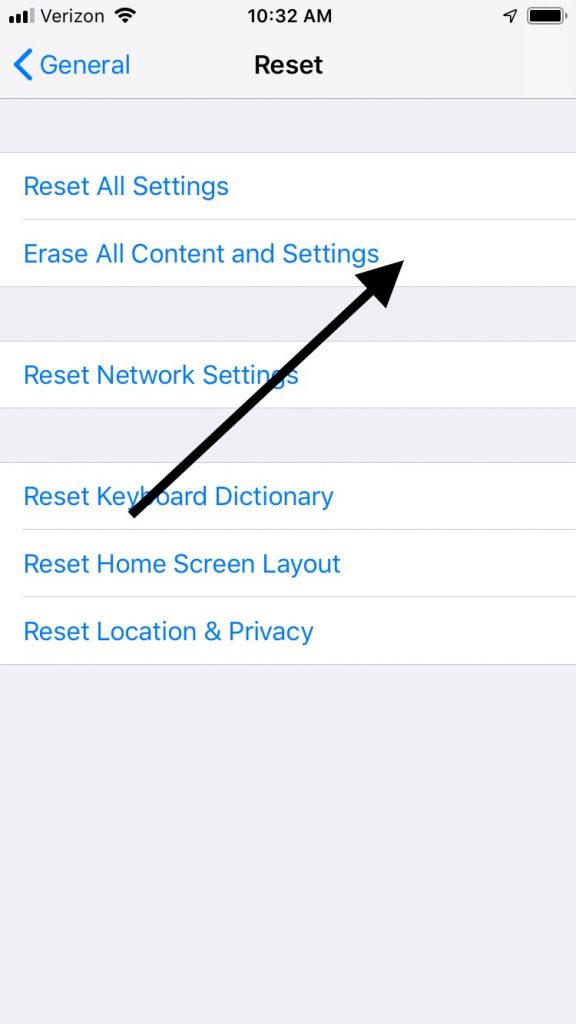 Borrar todo el contenido y la configuración en iPhone