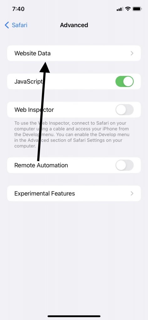 Eliminar todos los datos del sitio web