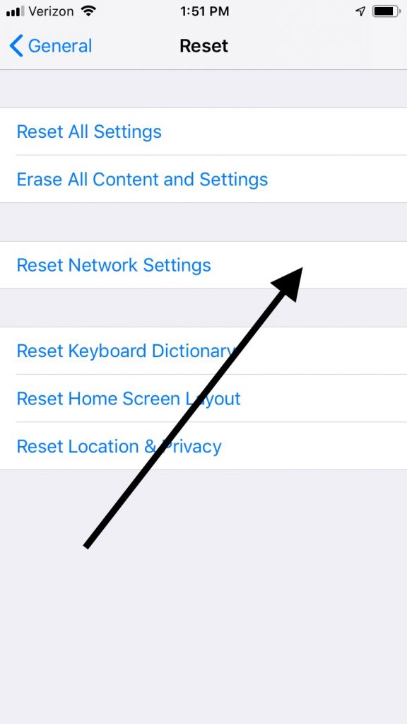 Restablecer la configuración de la red de iPhone