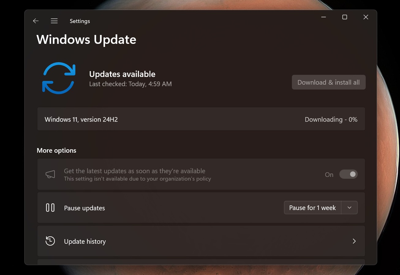 Windows 11 24h2 Instalación automática