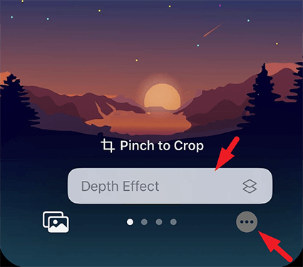 Efecto de profundidad de iOS 16 activo