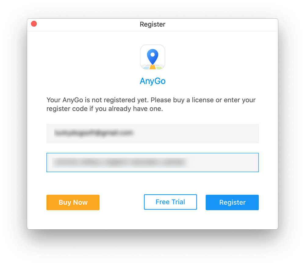 Registre la versión Mac de ItoolTab Anygo 2