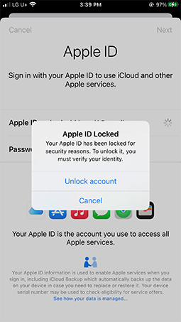 Desbloquear la cuenta de iCloud