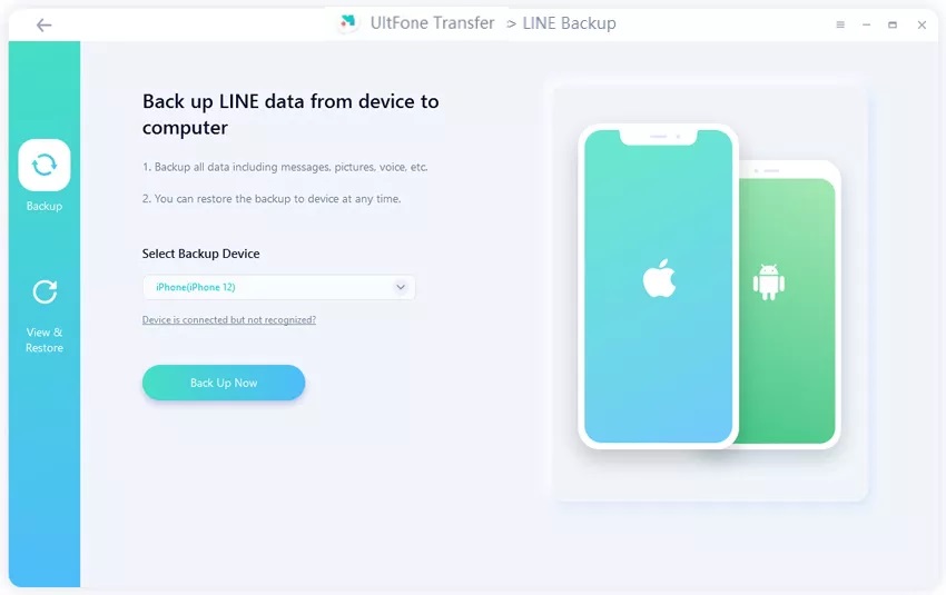 Datos de la línea de respaldo con Ultfone
