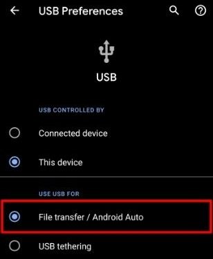 Copia de seguridad de Android para PC con USB