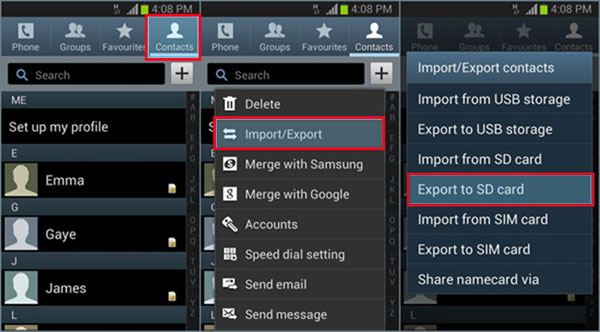 ¿Cómo se realiza la copia de seguridad de los contactos en Android SIM o SD Tarjeta SD?