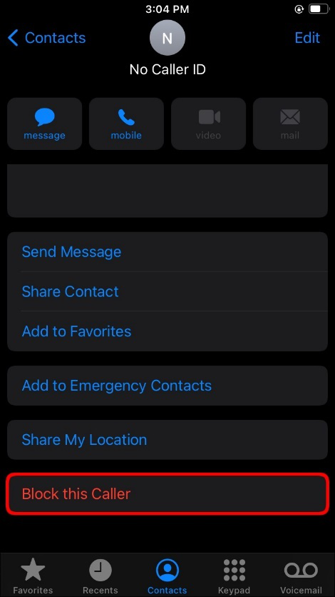 Crear un nuevo contacto y agregar al bloque