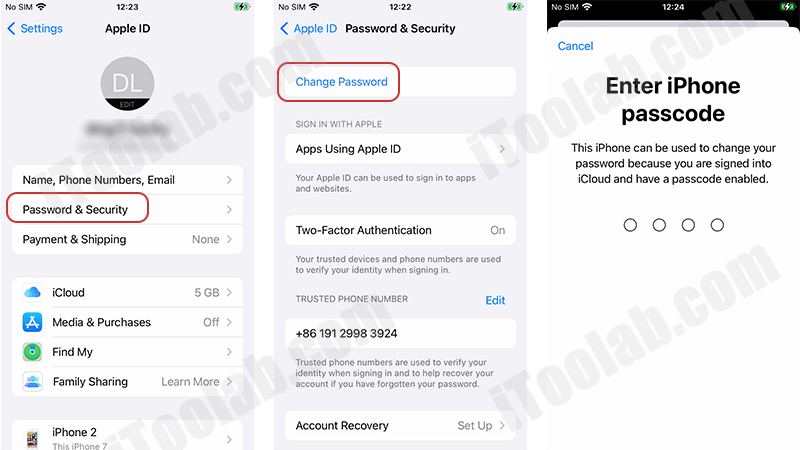 Cambiar la contraseña de Apple ID sin número de teléfono