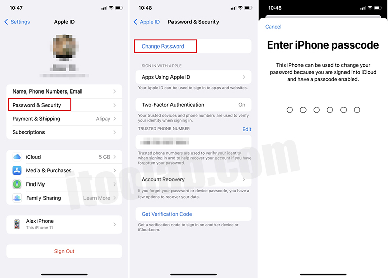 Cambiar la contraseña de iPhone