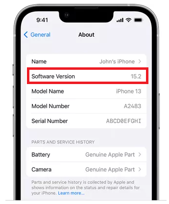 Check the ios version.png