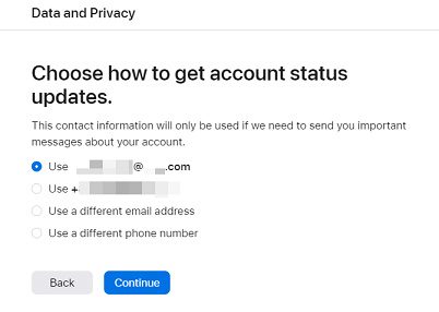Cómo recibir actualizaciones de estado de la cuenta después de eliminar la cuenta actual de ID de Apple
