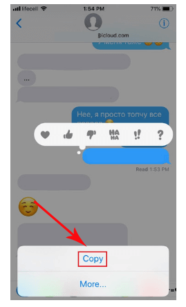 Copiar mensajes de texto de iPhone