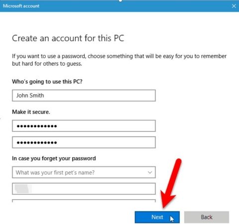 crear una cuenta para esta PC