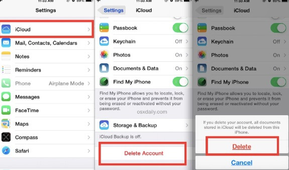 Eliminar la cuenta de iCloud