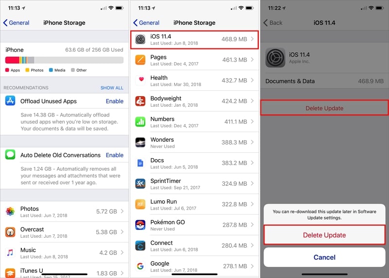 Eliminar la actualización de iOS