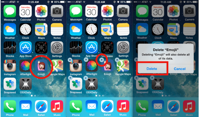 aplicaciones de iPhone bloqueando Eliminar la aplicación y volver a instalar