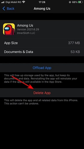 Eliminar la aplicación entre nosotros