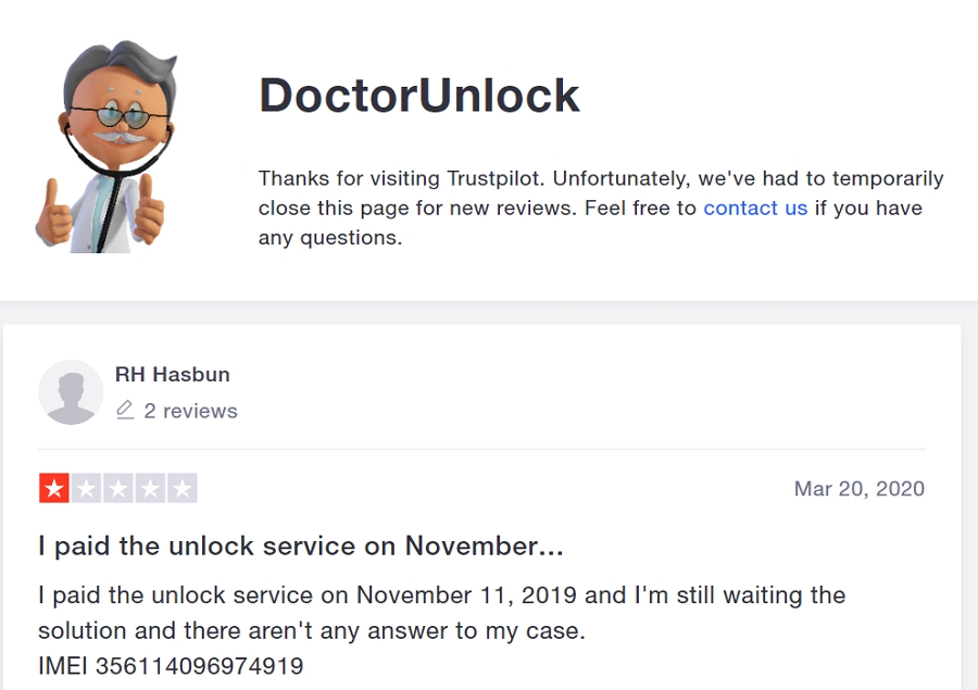 DoctorUnlock TrustPilot Review