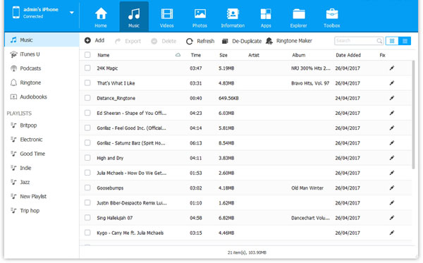 Vista previa de iTunes u y seleccione archivos