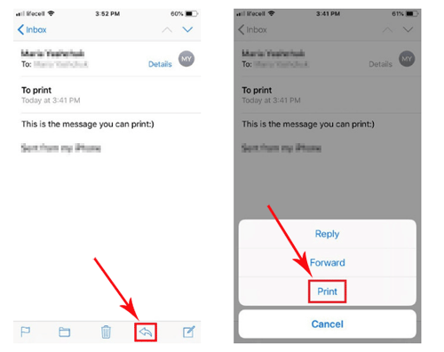 Imprima mensajes de texto desde iPhone para la corte gratis por correo electrónico