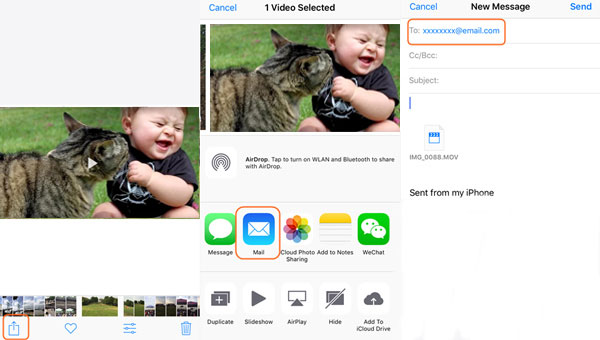 Envíe un video desde iPhone a Android por correo electrónico