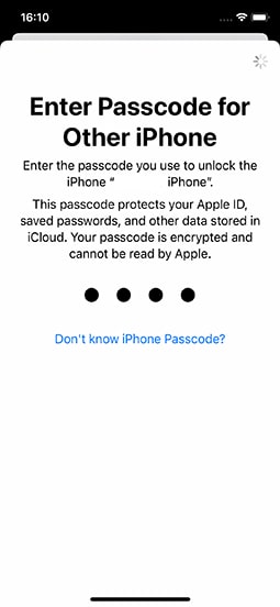 Ingrese la contraseña para otro iPhone