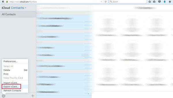 Exportar contactos al archivo VCARD