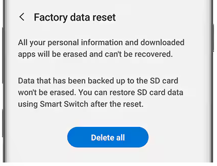 Restablecer Android de fábrica desde la configuración