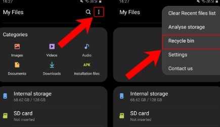 Reciclar Bin en Mobil Files Manager