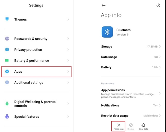 Force Stop App en Android