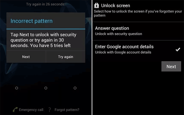 Cómo apagar el bloqueo de pin en Android a través de la función PIN olvidada