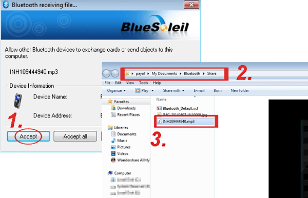Transferir datos de píxel a PC a través de Bluetooth