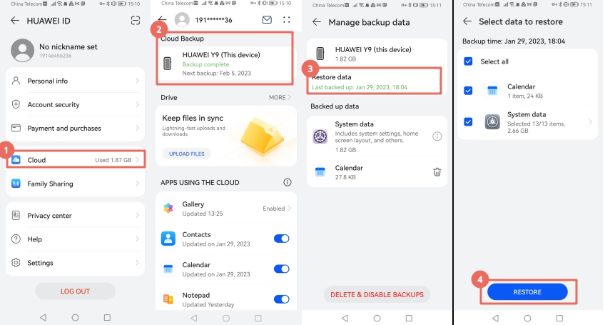 Cómo restaurar los contactos en Huawei desde la nube