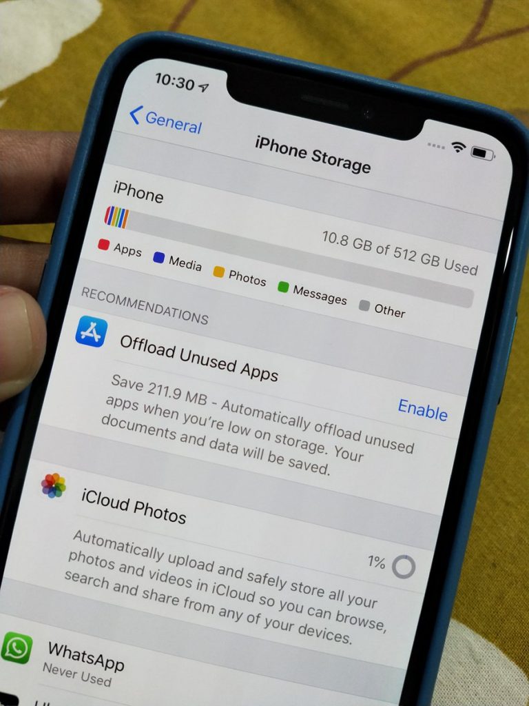 almacenamiento de iPhone XS y XR