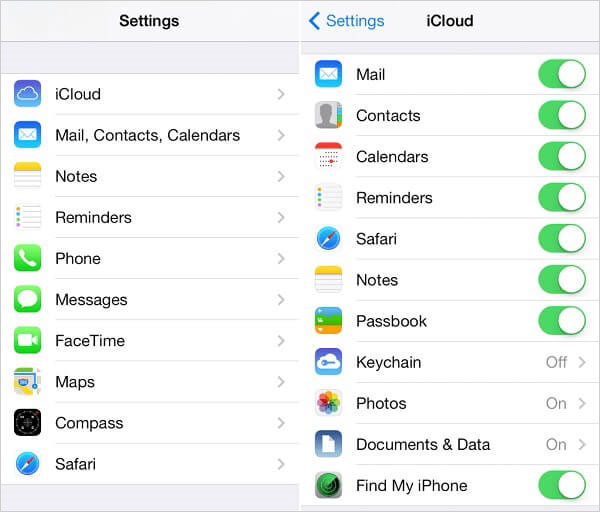 Sincronizar datos de iPhone con iCloud