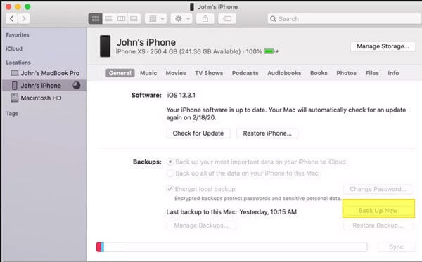 Use iTunes para hacer una copia de seguridad de iPhone 