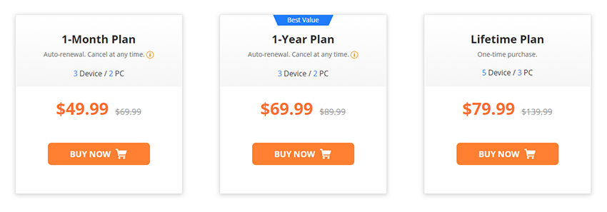 plan de precios imyfone