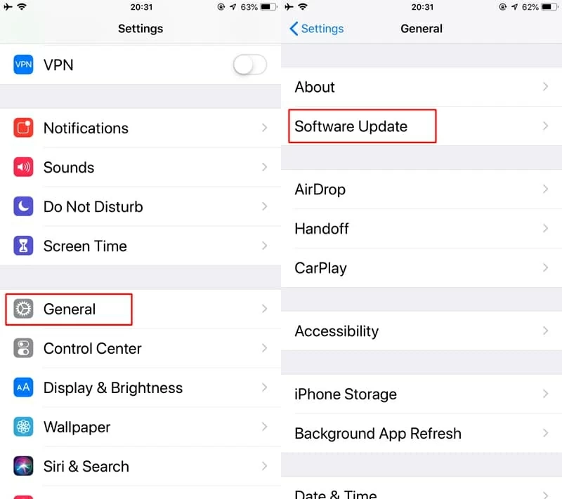 Actualizar iOS para arreglar una pantalla de iPhone que no responde
