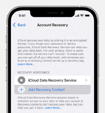 Configuración de recuperación contactar a Apple