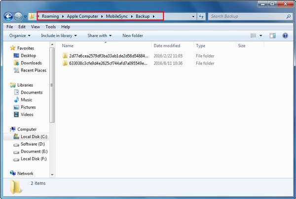Encuentre el archivo de copia de seguridad de iTunes en Windows Vista/7/8/8.1