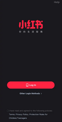Iniciar sesión en una cuenta de rednote