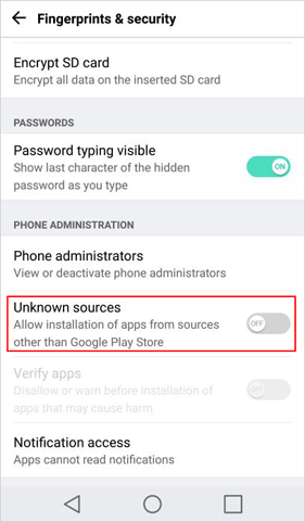 Cambiar la configuración de seguridad