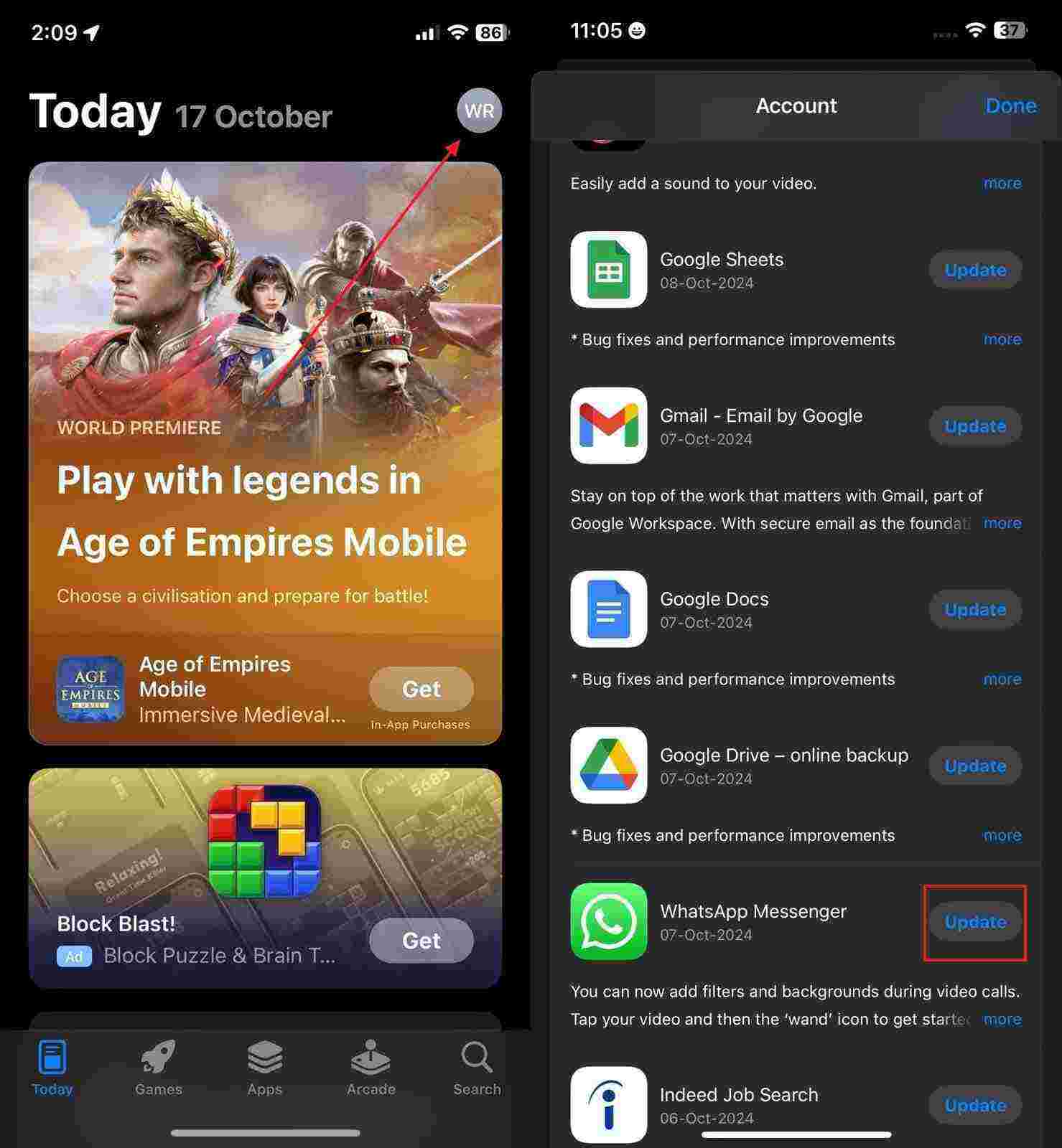 Actualizar WhatsApp en App Store