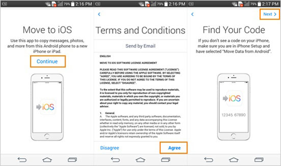Mueva los archivos de Android a iOS