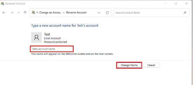 Windows 10 cambia el nombre de usuario y la contraseña