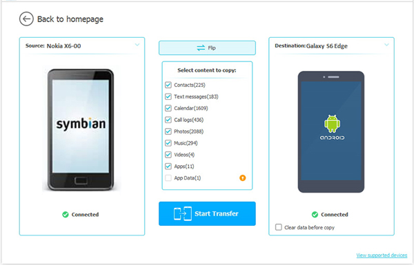 Seleccione la carpeta SMS para transferir de Nokia a Android