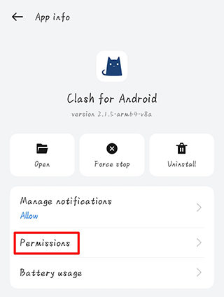 Permisos de aplicación