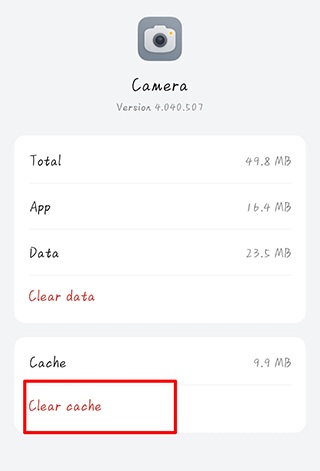 borrar el caché de la cámara