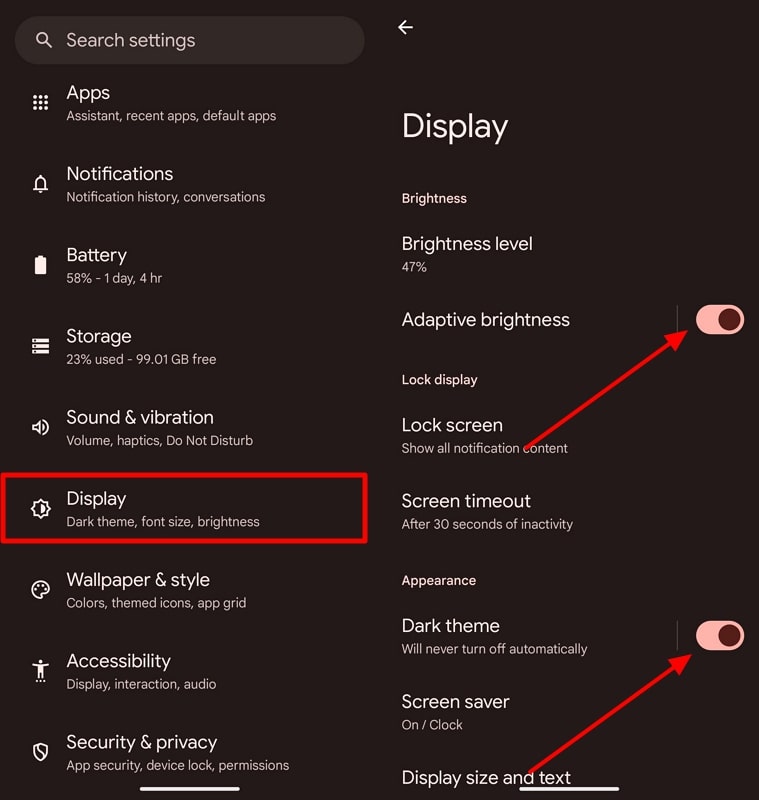 Ajuste la configuración de visualización